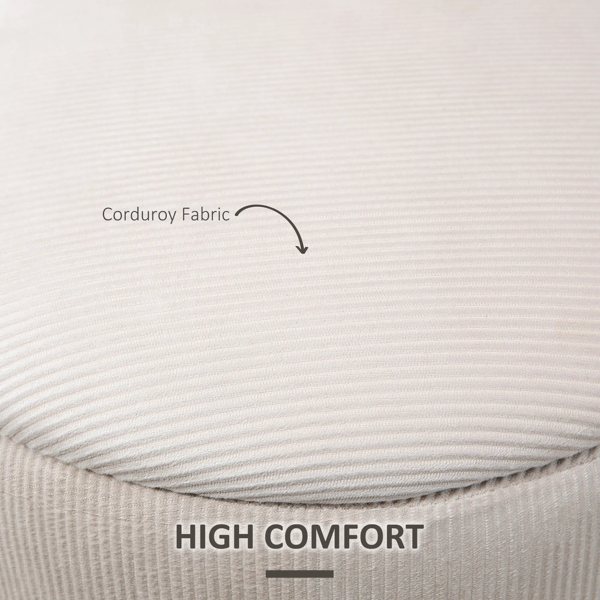 Round Set of 2 Corduroy Storage Ottoman 40 x 41 x 30cm - Cream White - 6