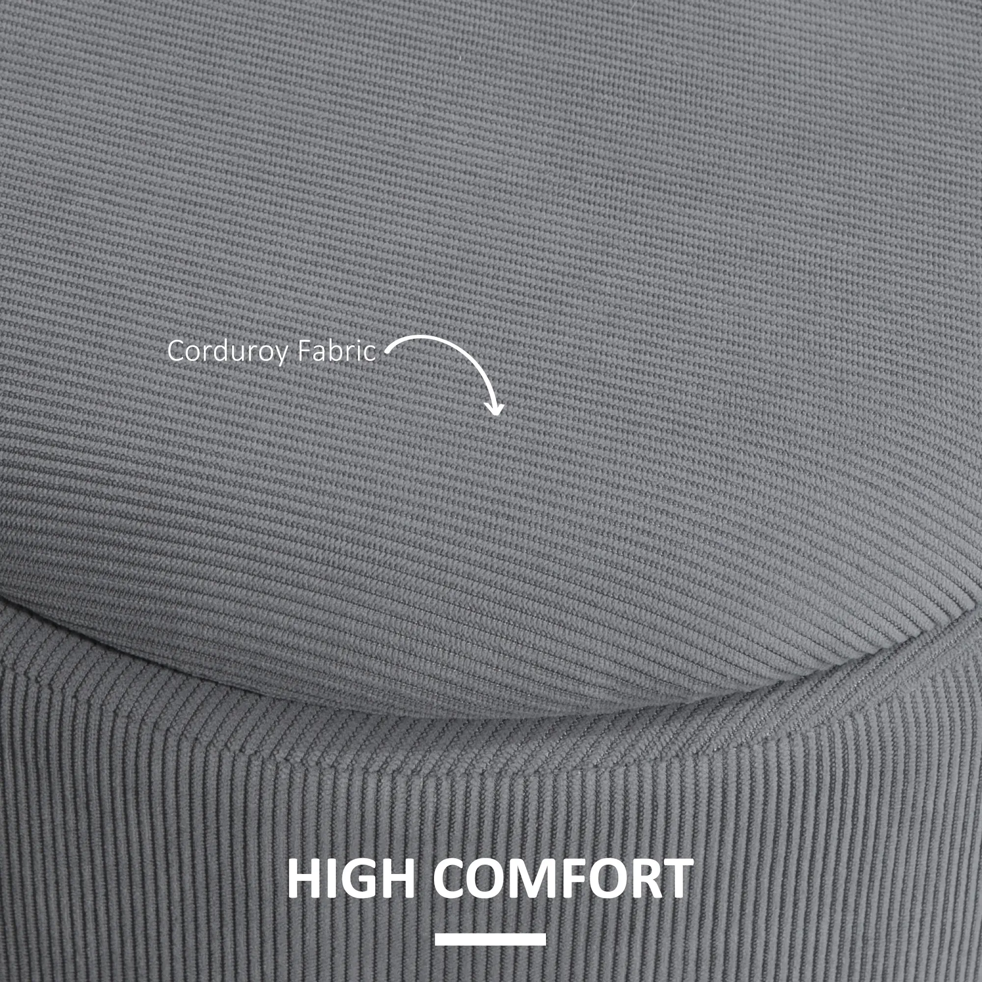 Round Set of 2 Corduroy Storage Ottoman 40 x 41 x 30cm - Light Grey - 6