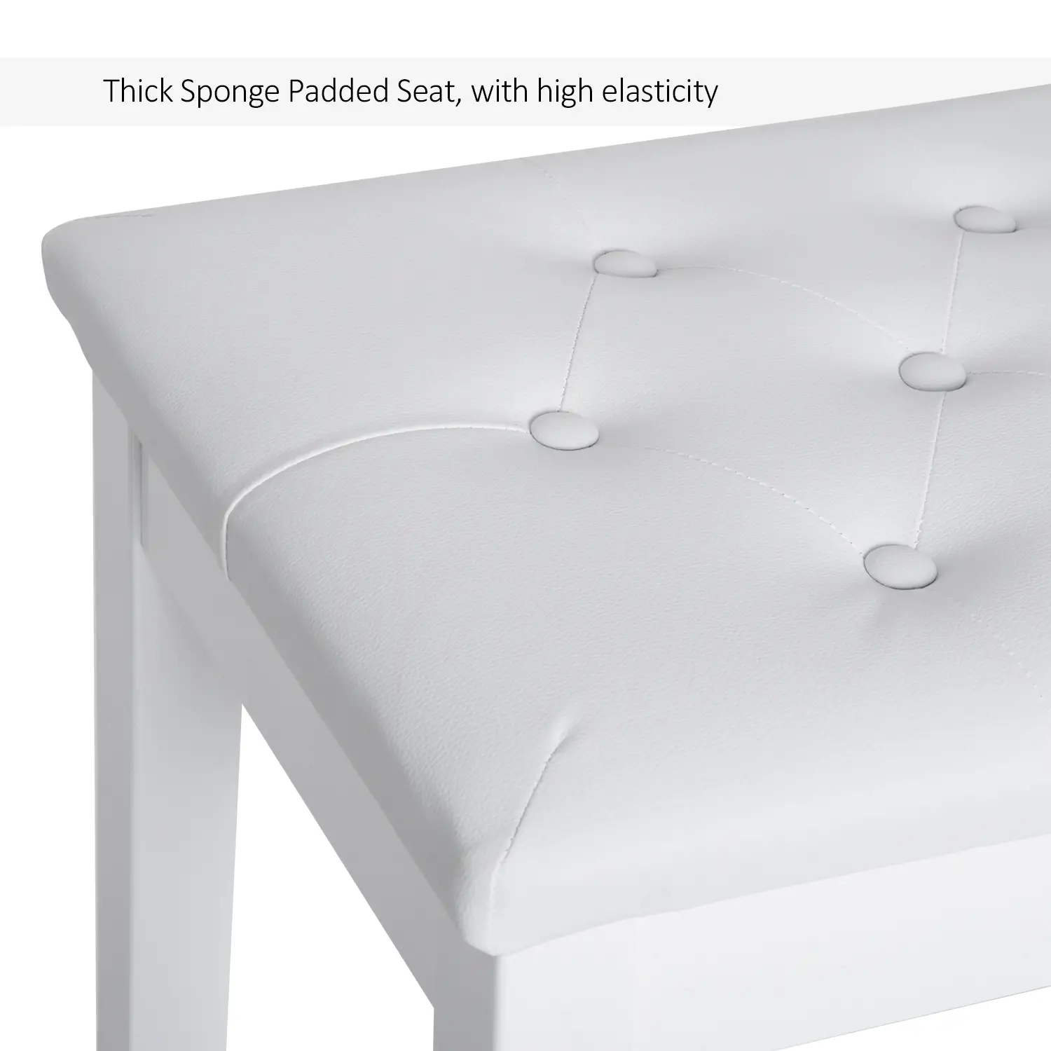 Faux Leather Storage Piano Stool 76 x 36 x 50cm - White - 5