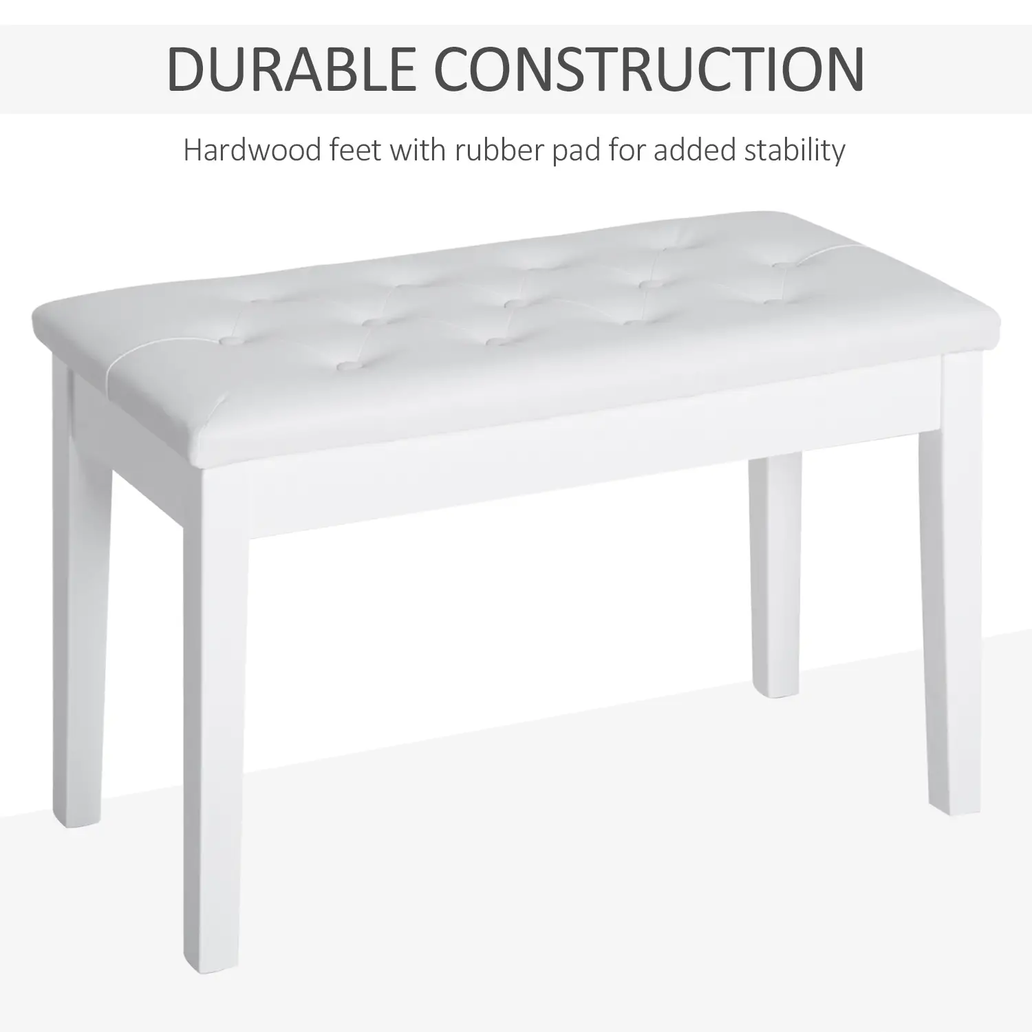Faux Leather Storage Piano Stool 76 x 36 x 50cm - White - 6