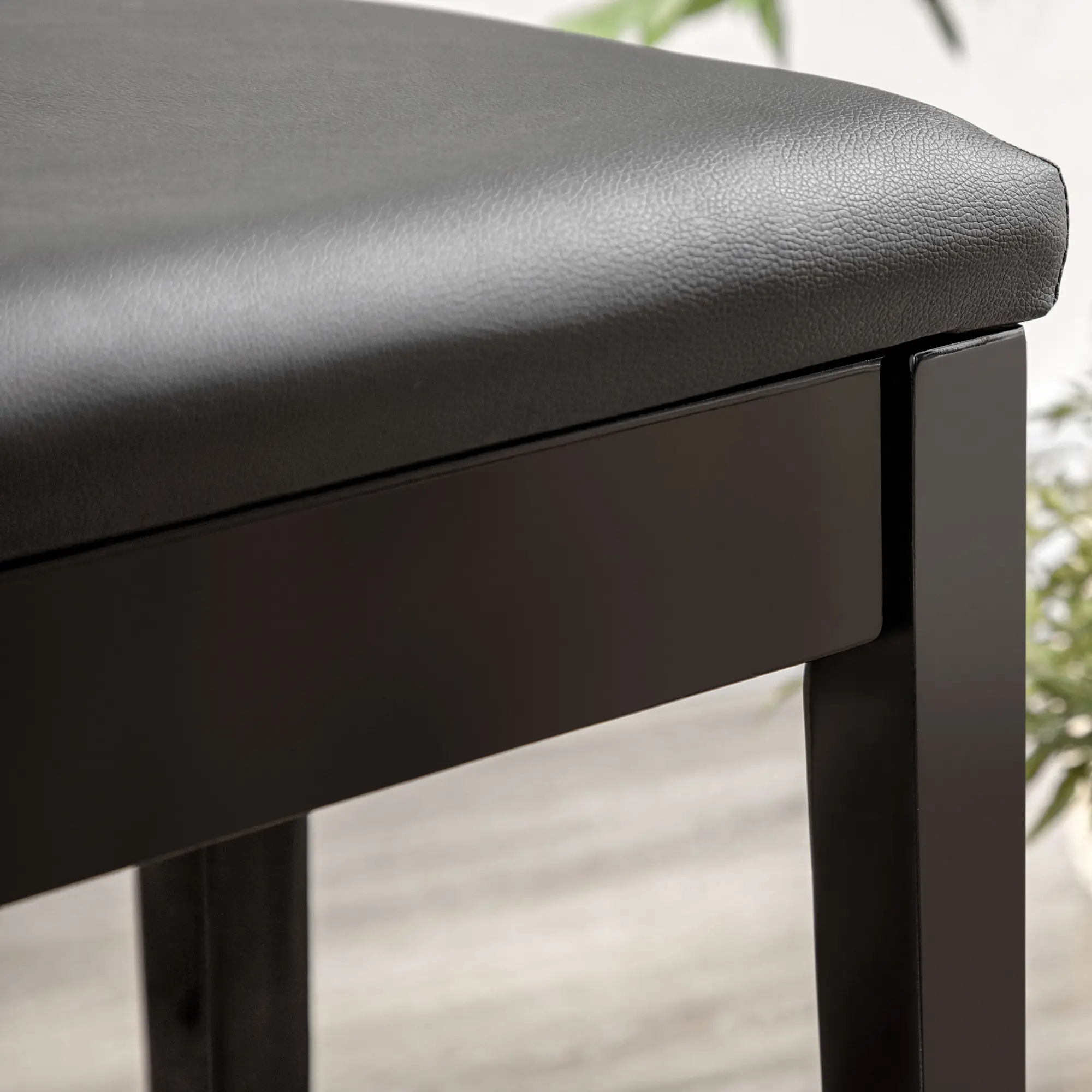 Faux Leather Storage Piano Stool 75 x 35 x 49cm, Black - Black - 8