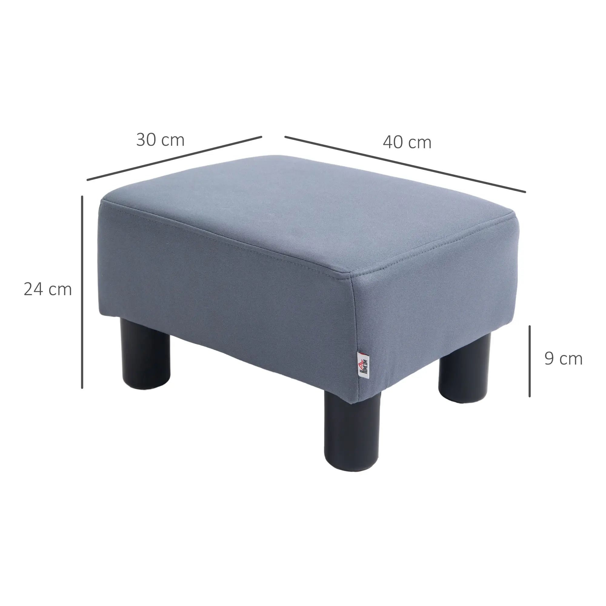 Footstool 40 x 30 x 24cm, Grey - Grey - 3
