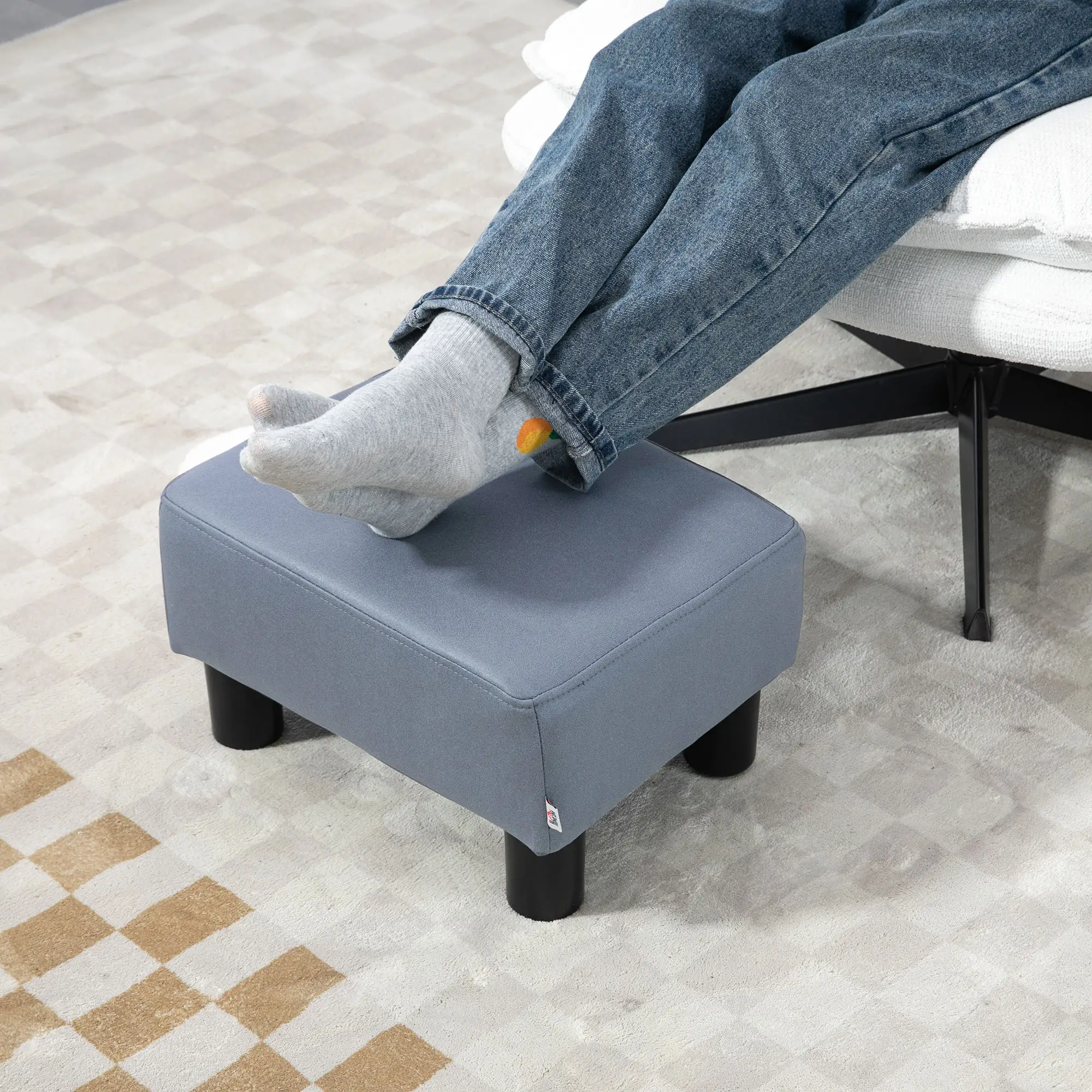 Footstool 40 x 30 x 24cm, Grey - Grey - 6