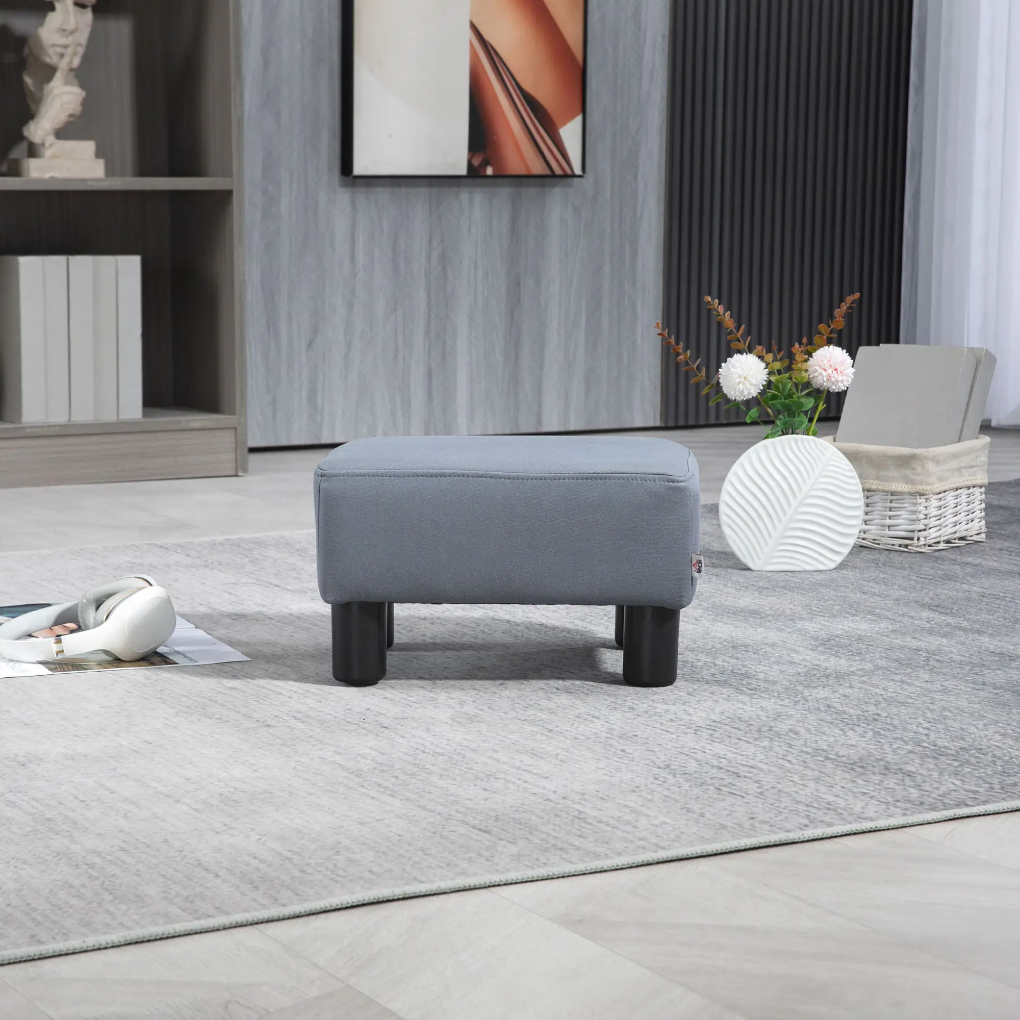 Footstool 40 x 30 x 24cm, Grey - Grey - 8