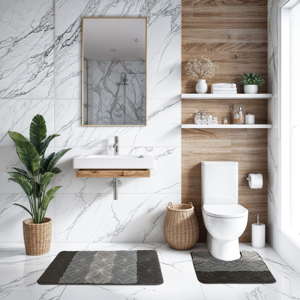 Aurora Collection - Tonal Stripe 2 Piece Bath Set - Black - Photo 3