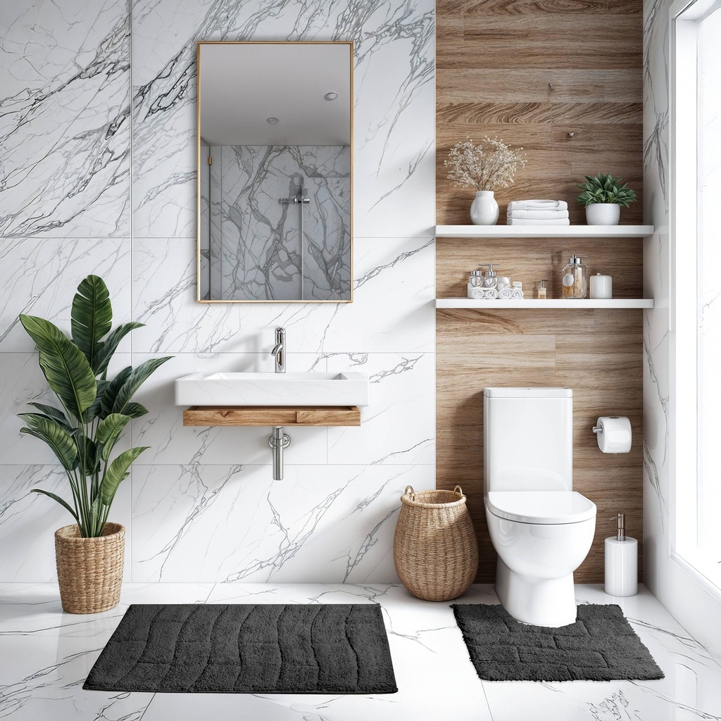 Ripple Collection - Pure Cotton Jacquard 2 Piece Bath Set - Black - Photo 6