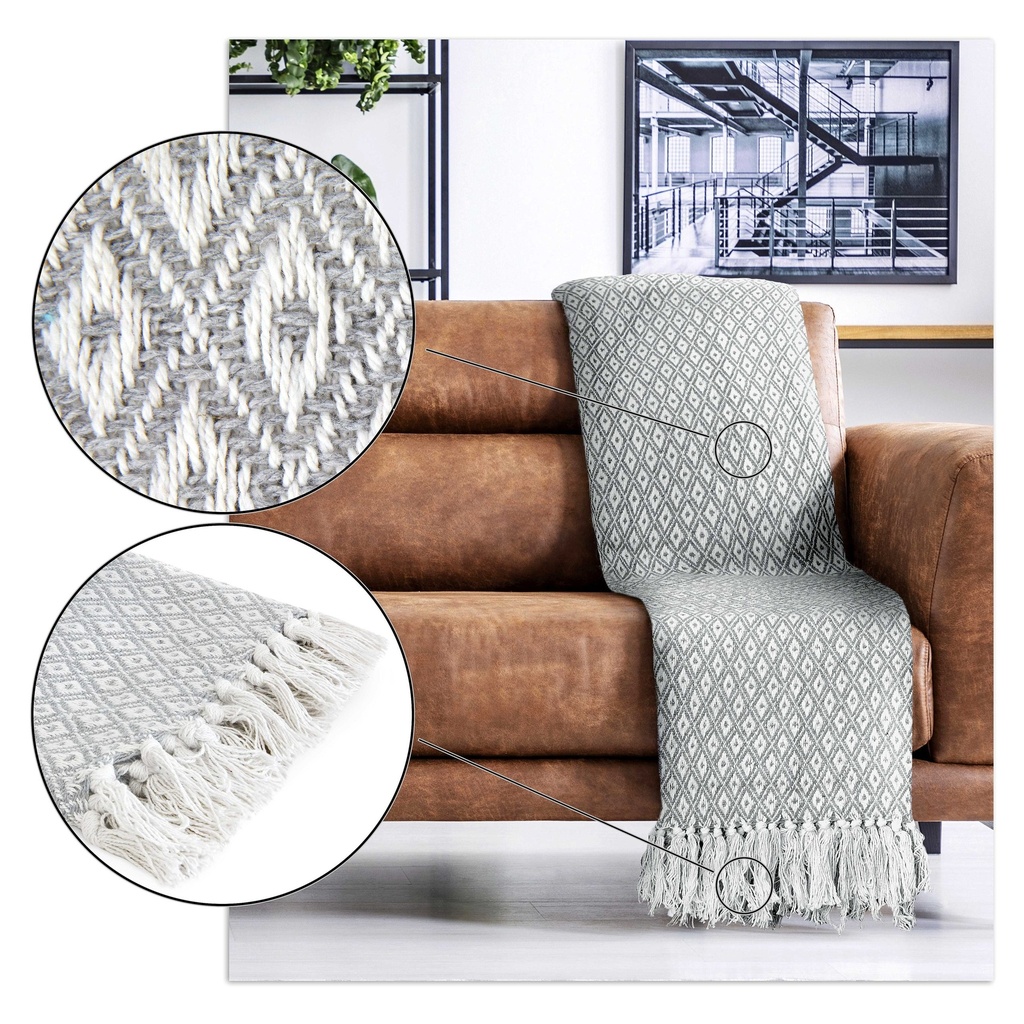 Stockholm Recycled Cotton Throw in Silver - Image 3