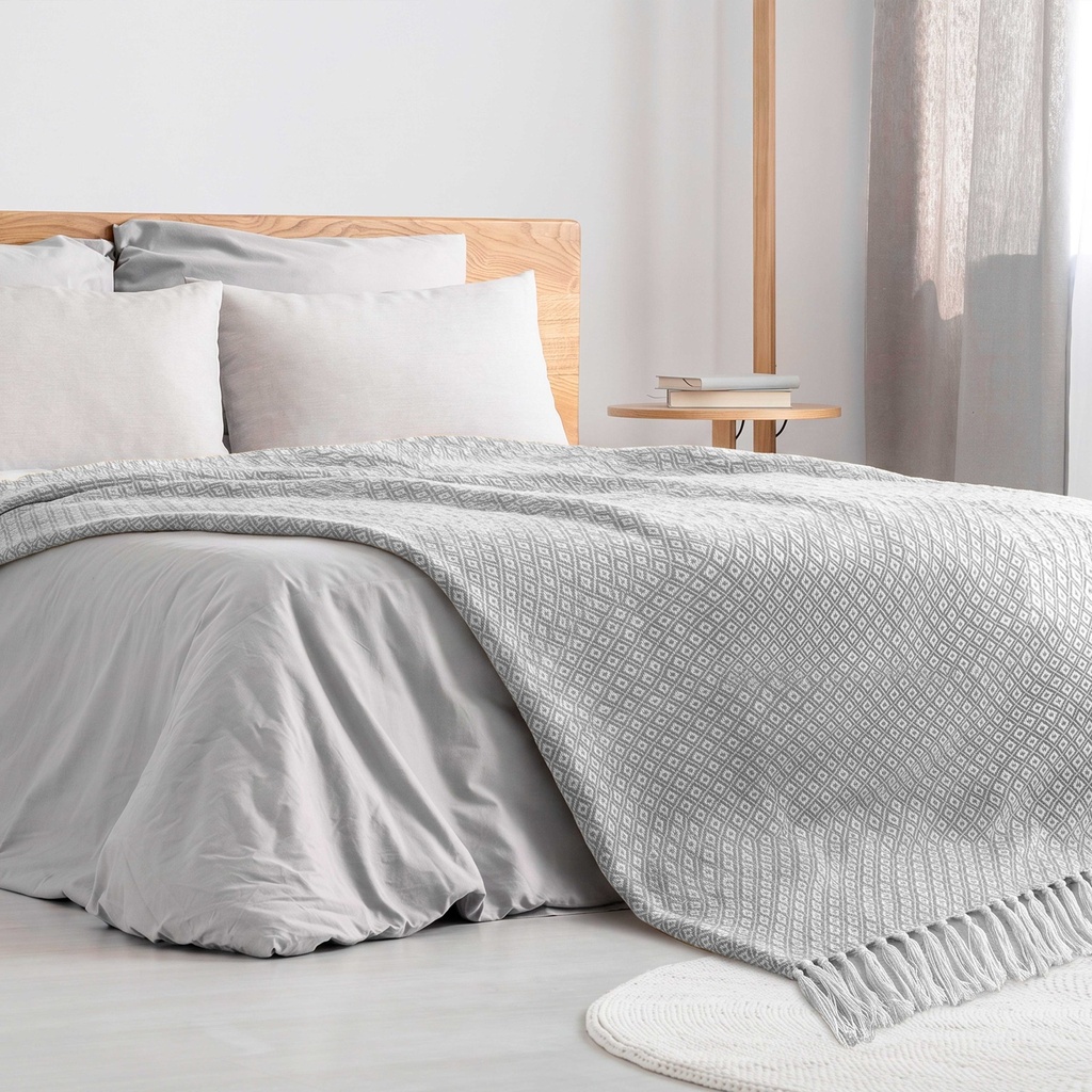 Stockholm Recycled Cotton Throw in Silver - Image 4