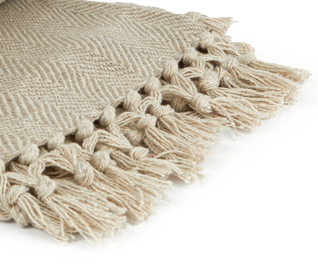 Hartley Recycled Cotton Throw in Natural - Image 3