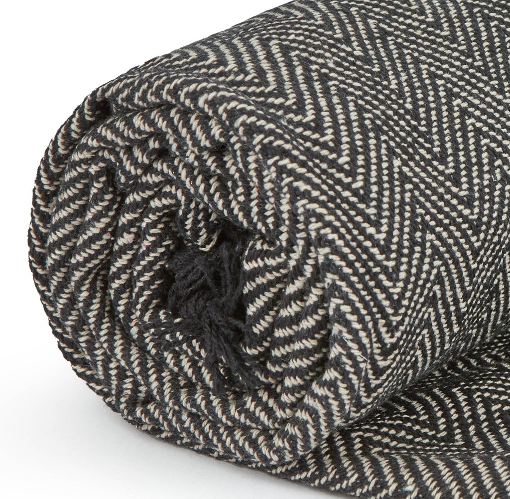 Hartley Recycled Cotton Throw in Black - Image 2