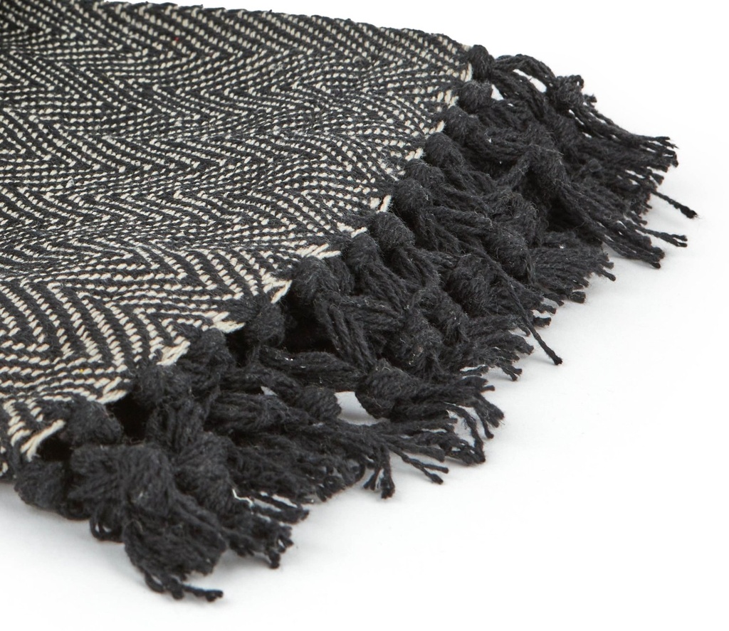 Hartley Recycled Cotton Throw in Black - Image 3