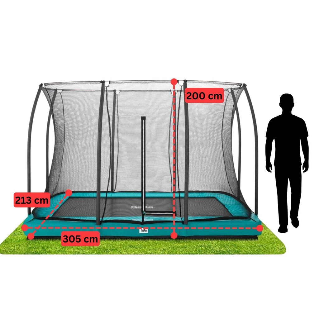 Green - 10ft x 7ft Salta Green Rectangular Comfort Edition Inground Trampoline with Enclosure - Photo 4