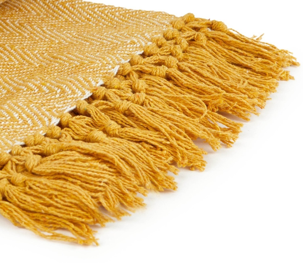 Hartley Recycled Cotton Throw in Ochre - Image 3