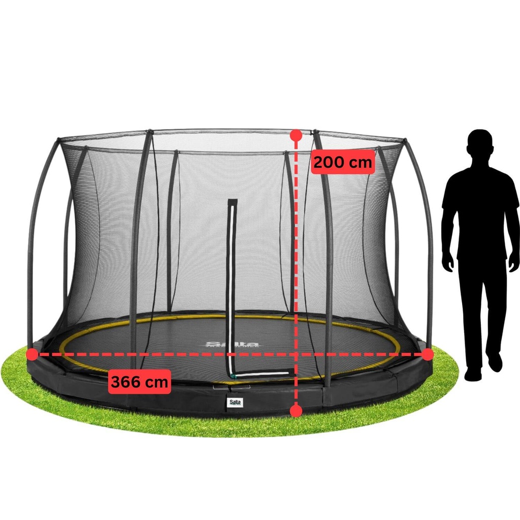 Black - 12ft Salta Black Comfort Edition InGround Round Trampoline with Enclosure - Photo 4