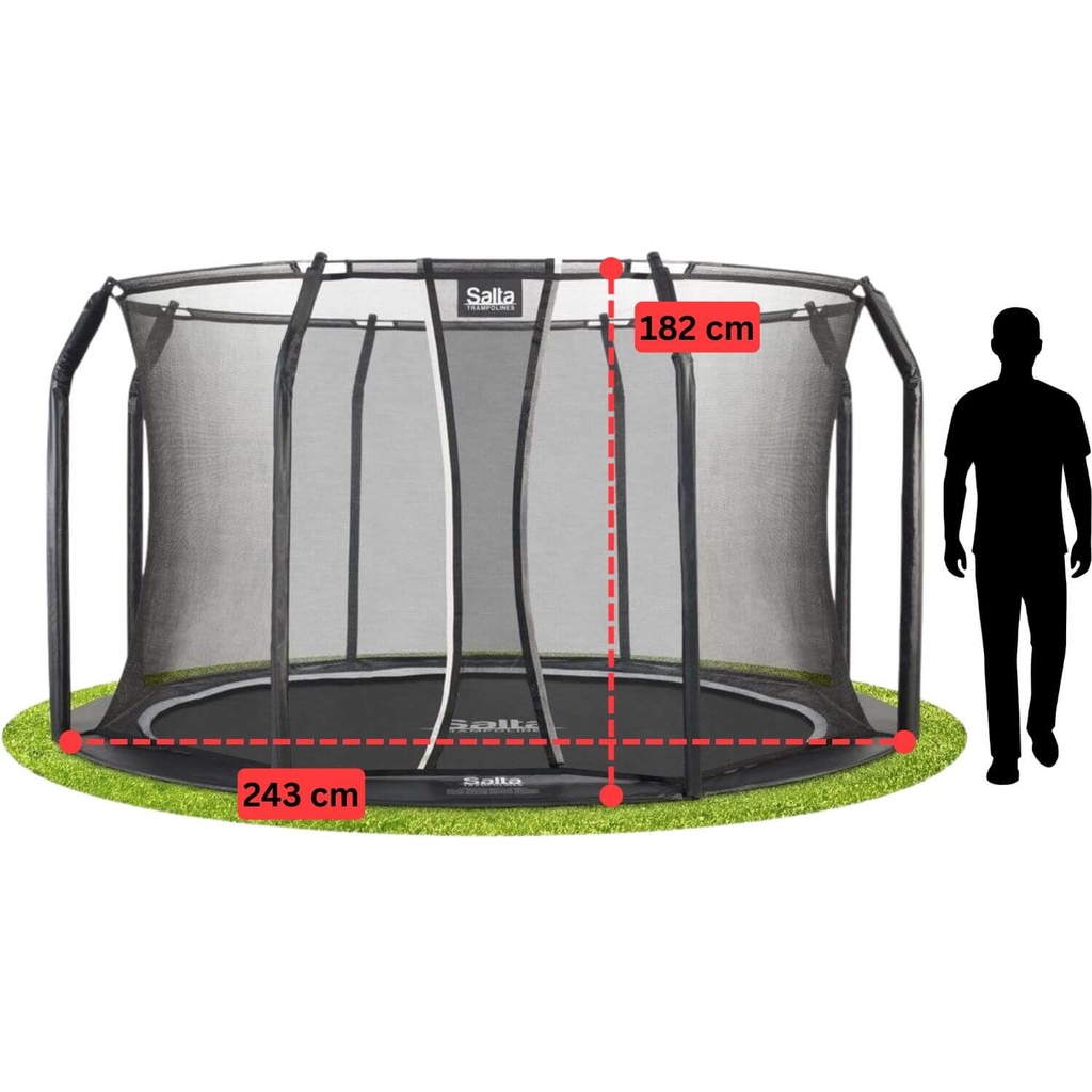 Black - 8ft 2" Salta Black Royal Baseground Round Trampoline with Enclosure - Photo 4