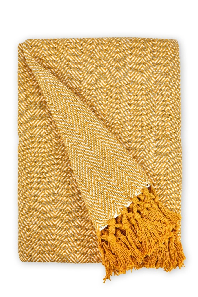 Hartley Recycled Cotton Throw in Ochre - Image 9