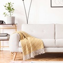 Stockholm Recycled Cotton Throw in Ochre - Image 5