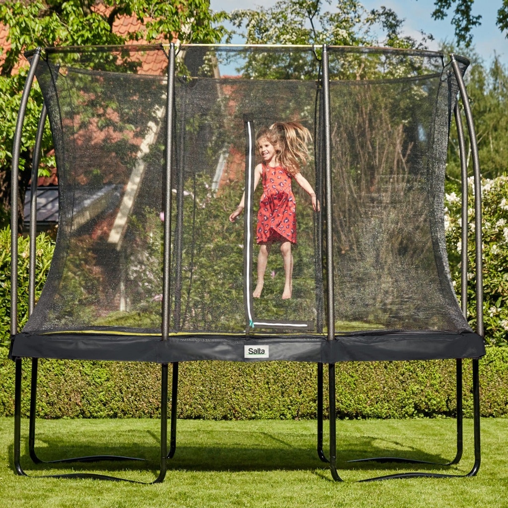 Black - 10ft x 7ft Salta Black Rectangular Comfort Edition Trampoline with Enclosure - Photo 2