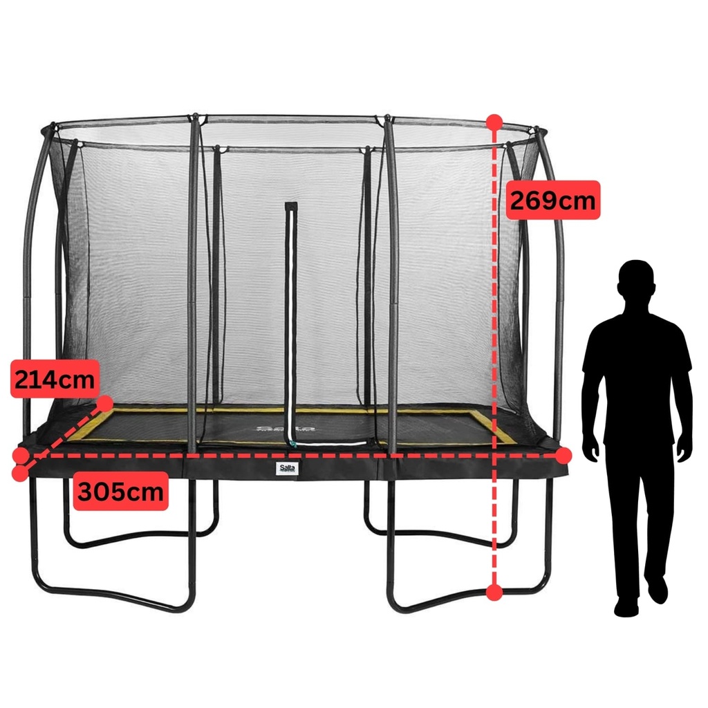 Black - 10ft x 7ft Salta Black Rectangular Comfort Edition Trampoline with Enclosure - Photo 4