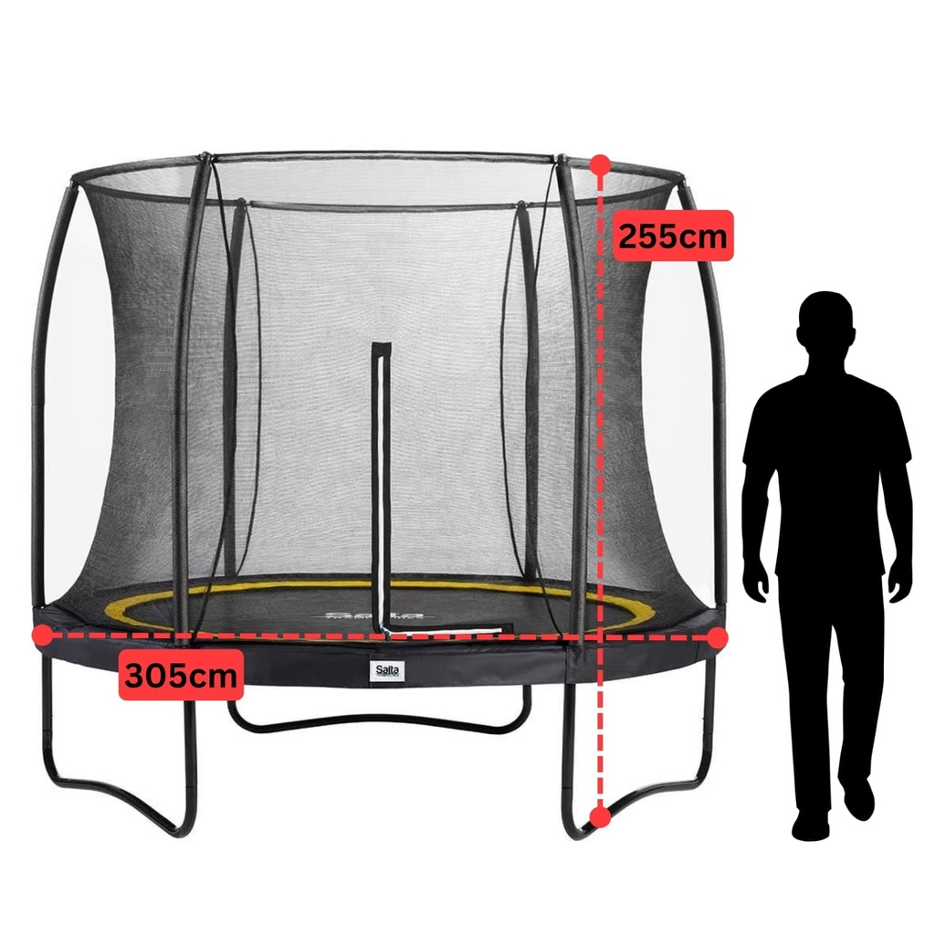 Black - 10ft Salta Black Round Comfort Edition Trampoline with Enclosure - Photo 4