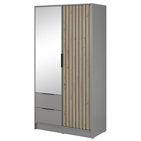 [HFP-001-2256] INSTALLATION SERVICE FOR PHANTOM FURNITURE Nelly 2D Wardrobe with Mirror – Grey/Artisan Oak 105 cm - No