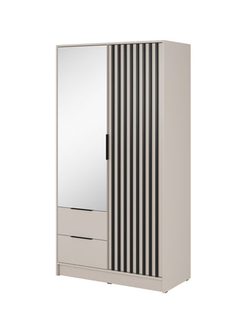 [HFP-001-2264] INSTALLATION SERVICE FOR PHANTOM FURNITURE Nelly 2D Wardrobe – Cashmere/Graphite Oak 105 cm With Mirror - No