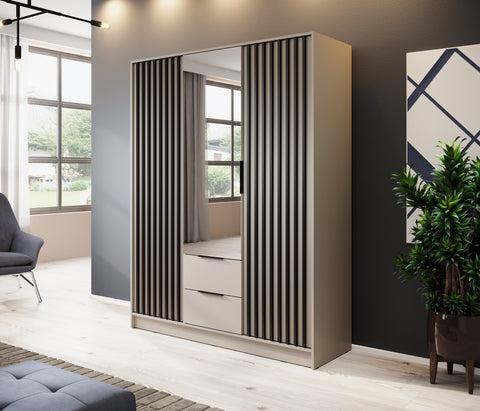 INSTALLATION SERVICE FOR PHANTOM FURNITURE Nelly 3D Wardrobe with Mirror Cashmere - No
