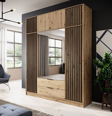 [HFP-001-2297] INSTALLATION SERVICE FOR PHANTOM FURNITURE Nelly 4D Wardrobe with Mirror Artisan - Yes
