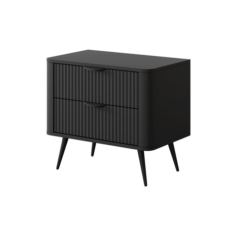 [HFP-001-2467] INSTALLATION SERVICE FOR PHANTOM FURNITURE Lask Lante Black – Bedside Table with 2 Drawers (63.2 × 55.3 × 38 cm)