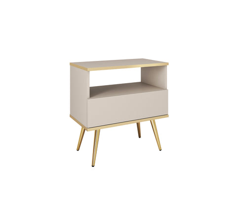 [HFP-001-2479] INSTALLATION SERVICE FOR PHANTOM FURNITURE Oro S54 Nightstand in Beige with Gold Legs