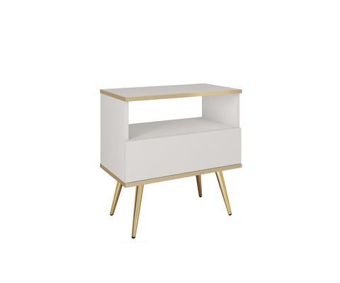 [HFP-001-2483] INSTALLATION SERVICE FOR PHANTOM FURNITURE Oro S54 Nightstand in White with Gold Legs
