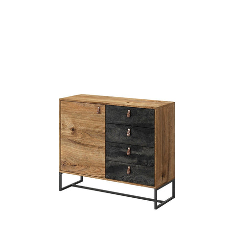 [HFP-001-2495] Dark Dresser 103 - Cabinet with One Door and Three Storage Drawers