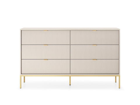 [HFP-001-2531] INSTALLATION SERVICE FOR PHANTOM FURNITURE Nova Dresser Cashmere- A Fusion of Modern Elegance and Practical Storage - Cashmere with Gold Frame and Gold Handles