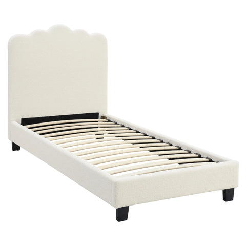 INSTALLATION SERVICE FOR PHANTOM FURNITURE Elite CRATER Boucle Single Bed with Colour Options- 90 x 200 cm - Cream