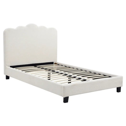 INSTALLATION SERVICE FOR PHANTOM FURNITURE Elite CRATER Boucle Single Bed with Colour Options-120 x 200 cm - Cream