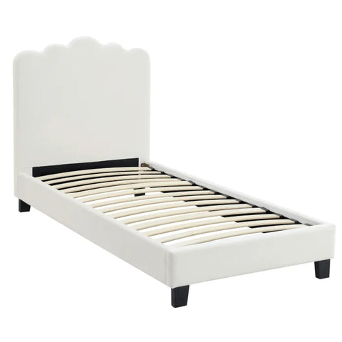 INSTALLATION SERVICE FOR PHANTOM FURNITURE Elite CRATER Velour Single Bed with Colour Options- 90 x 200 cm - Cream