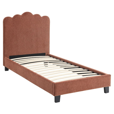 INSTALLATION SERVICE FOR PHANTOM FURNITURE Elite CRATER Velour Single Bed with Colour Options- 90 x 200 cm - Rust