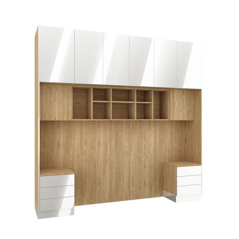 INSTALLATION SERVICE FOR PHANTOM FURNITURE Sleep Varia Bedroom Furniture System - Bed Base with Nightstands – Oiled Oak / White Gloss – 180 x 200 cm