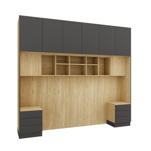 INSTALLATION SERVICE FOR PHANTOM FURNITURE Sleep Varia Bedroom Furniture System - Bed Base with Nightstands – Oiled Oak / Graphite – 140 x 200 cm