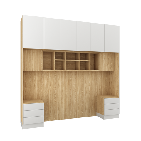INSTALLATION SERVICE FOR PHANTOM FURNITURE Sleep Varia Bedroom Furniture System - Bed Base with Nightstands – Oiled Oak / White Matt – 140 x 200 cm