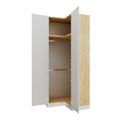 INSTALLATION SERVICE FOR PHANTOM FURNITURE SLEEP VARIA Corner Wardrobe 97.4 x 97.4 cm with Shelf and Hanging Rails – Oiled Oak / White Gloss