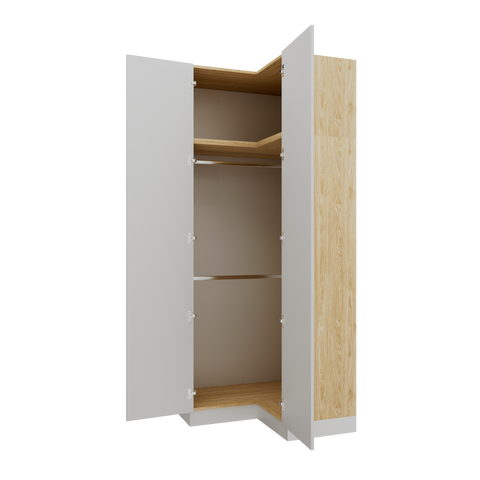 INSTALLATION SERVICE FOR PHANTOM FURNITURE SLEEP VARIA Corner Wardrobe 97.4 x 97.4 cm with Shelf and Hanging Rails – Oiled Oak / White Matt