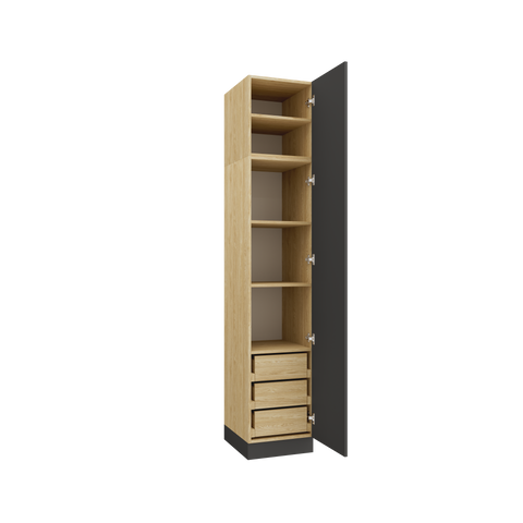 INSTALLATION SERVICE FOR PHANTOM FURNITURE SLEEP VARIA 1-Door Wardrobe with Drawers and Shelves 45 cm - Oiled Oak / Graphite