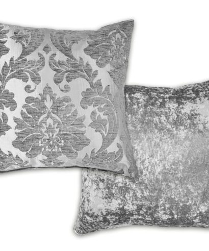 Baroque Collection – Luxury Chenille Jaquard Cushion Cover in Silver