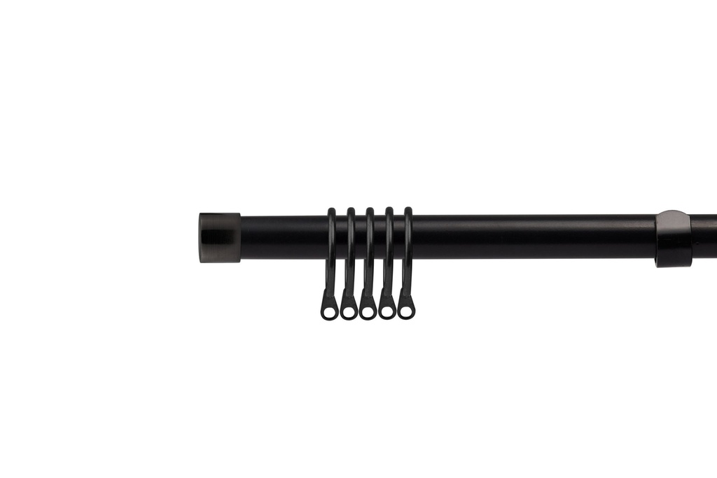 [FULLR120MAT] Fenton - Extendable Curtain Pole in Matt Black (With rings) (120-210cm)
