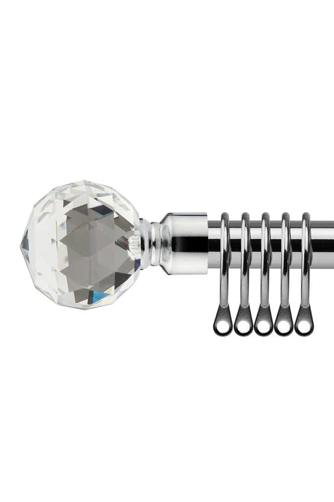 [CRYR120CHR] Cristalla - Extendable Curtain Pole in Chrome (With rings) (120-210cm)
