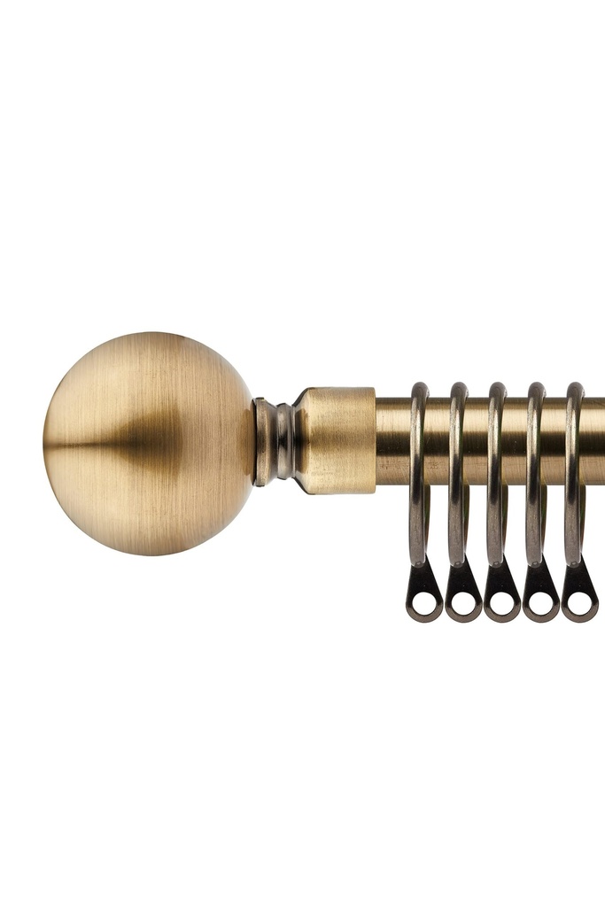[BALR120BRA] Sphere - Extendable Curtain Pole in Antique Brass (with rings) (120-210cm)