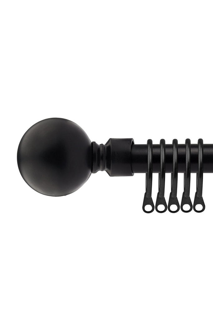 [BALR120MAT] Sphere - Extendable Curtain Pole in Matt Black (with rings) (120-210cm)