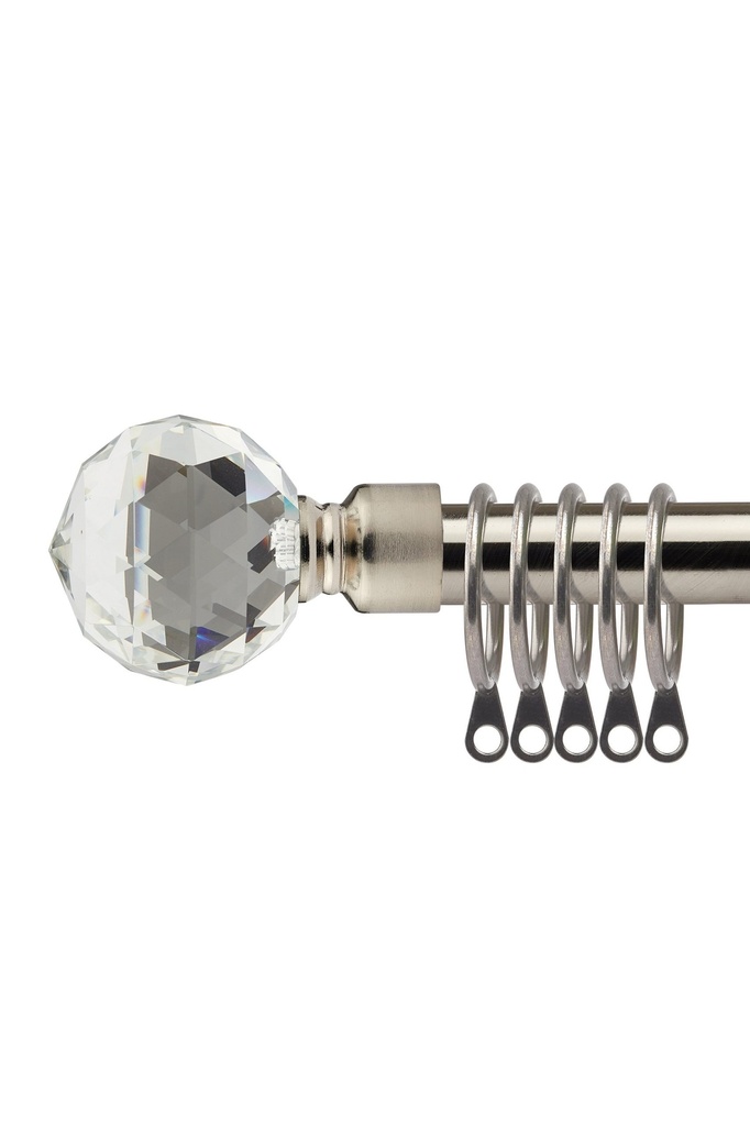 [CRYR120BSIL] Cristalla - Extendable Curtain Pole in Brushed Silver (With rings) (120-210cm)