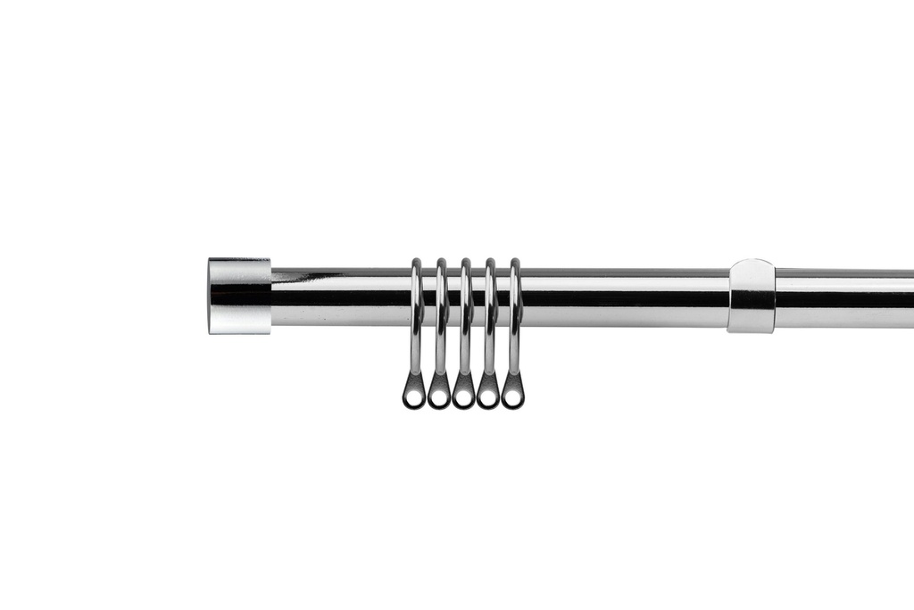 [FULLR120CHR] Fenton - Extendable Curtain Pole in Chrome (With rings) (120-210cm)